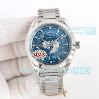 Swiss Grade 1 Copy Omega Aqua Terra Worldtimer 75th Anniversary Summer Blue Caliber 8938 Watch - New Arrival